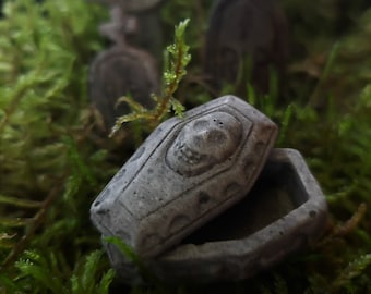 Tiny coffin casket cement potted plant terrarium decorations