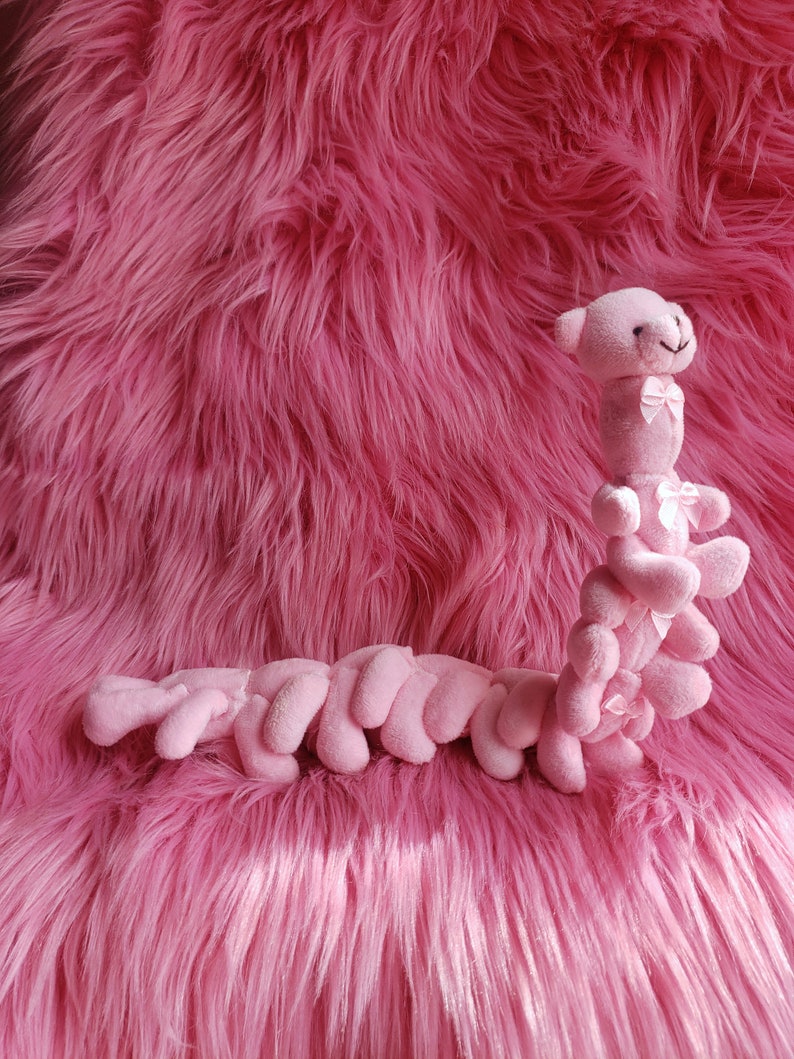 Långbjörn tusenfotingsnalle rosa läskigt söt kawaii mutantnalle plyschkonstleksak bild 2