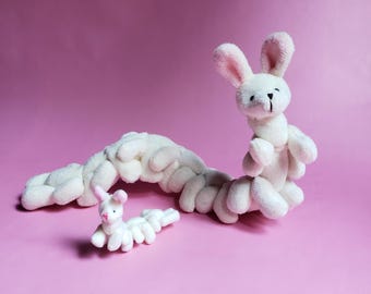 Long bunny centipede creepycute kawaii mutant plush art toy