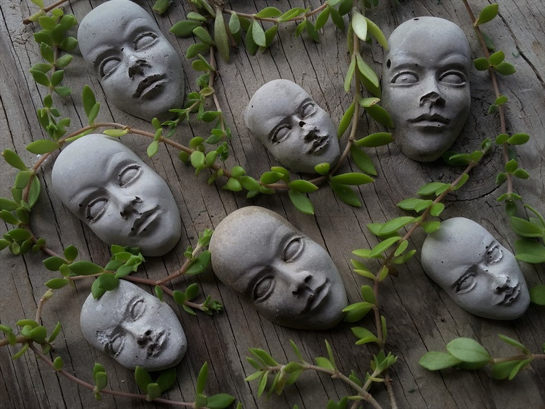 Creepy cement face decorations for potted plants or fairy gardens image 7