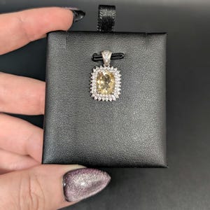 High quality citrine and clear quartz .925 sterling silver pendant