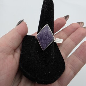 High quality lepidolite .925 sterling silver size 7 ring