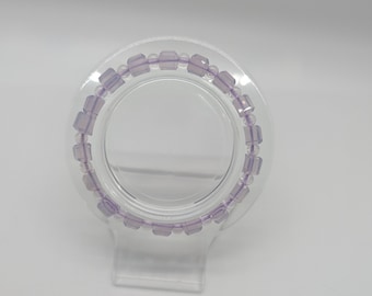 6.5mm High Quality Lavender Moon Quartz Cube Beaded Bracelet