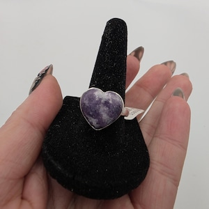 High quality lepidolite .925 sterling silver size 8 ring