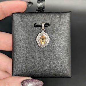 High quality citrine and clear quartz .925 sterling silver pendant