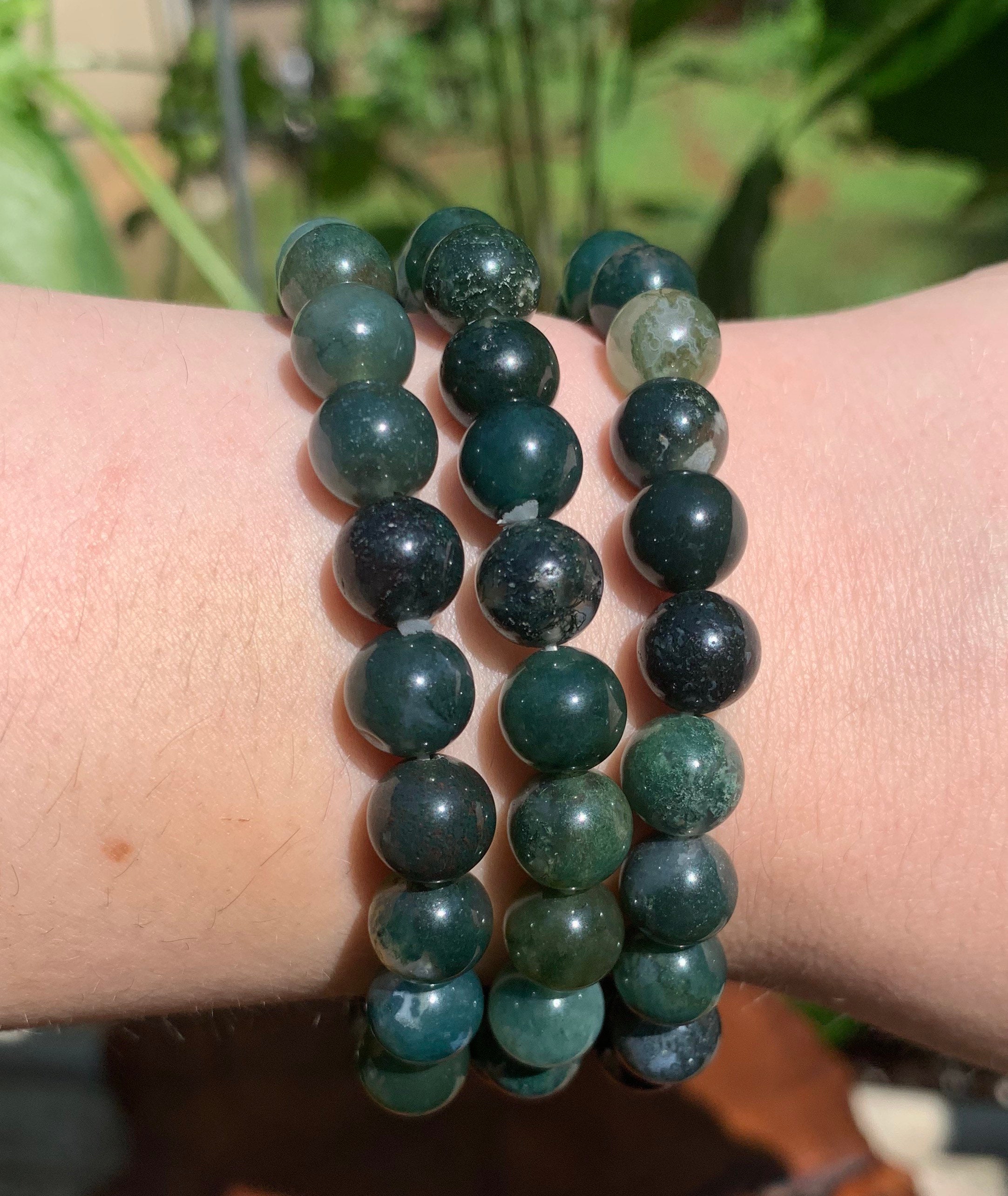Moss Agate 8mm bracelets | Etsy