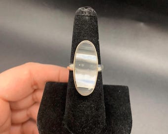 High quality blue owyhee opal .925 sterling silver sized ring- size 7