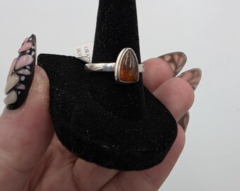 High quality orange kyanite .925 sterling silver size 9 ring