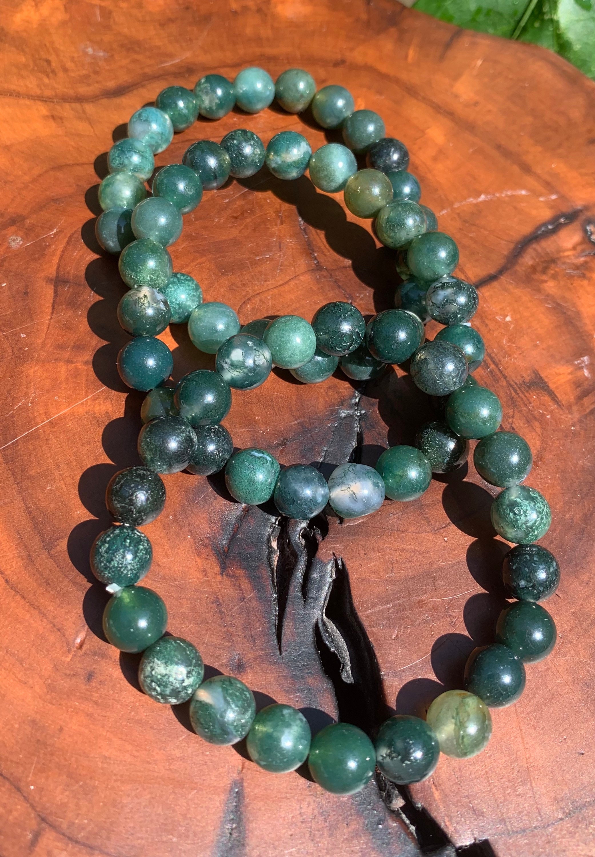 Moss Agate 8mm bracelets | Etsy