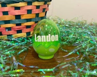 Personalized Polka Dot Eggs Easter Basket Filler Custom Green