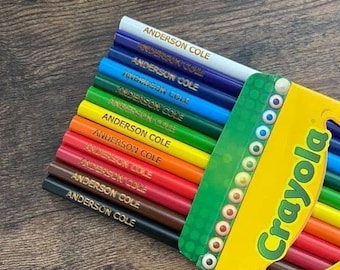 Personalized set of 12 Crayola Colored Pencils Back to School Supplies Custom Engraved Sharpened