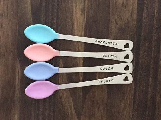 Hand stamped Personalized Baby Spoon