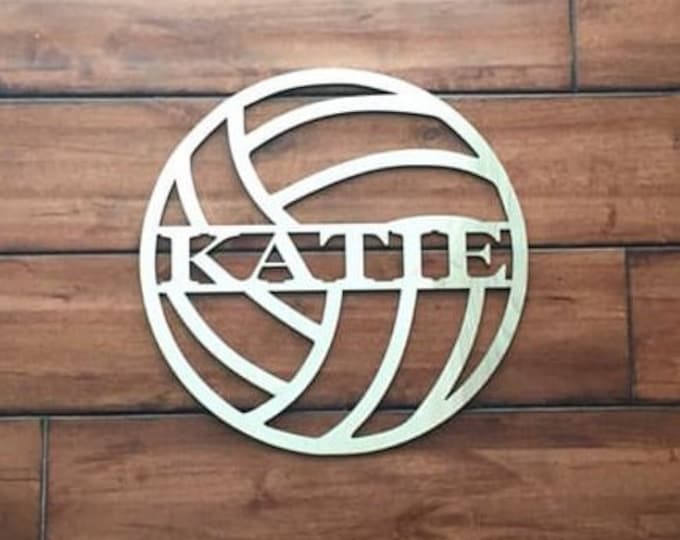 12" Wood Volleyball Last Name Team Name Laser Cutout Sport Shape Unfinished