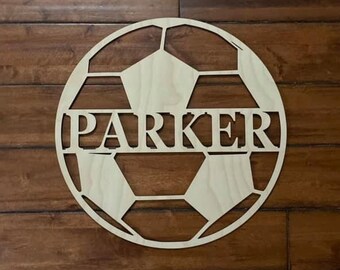 18 Wood Soccer Ball Last Name Team Name Laser Cutout Etsy