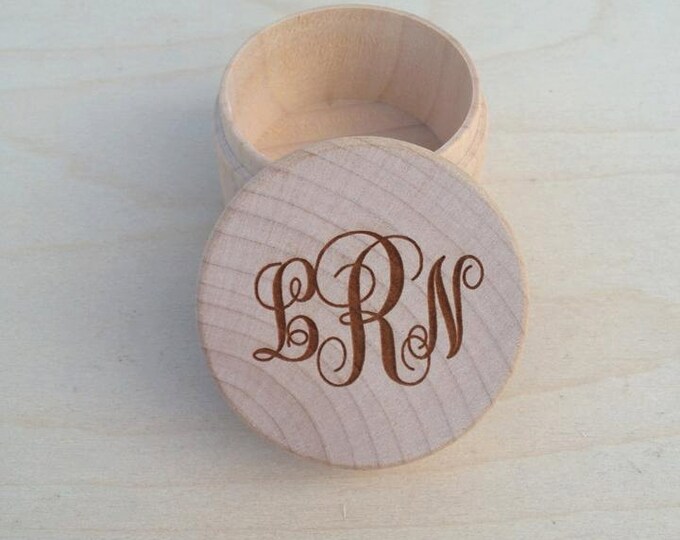 Monogrammed Curly Letter Wooden Box- Laser Engraved Personalized