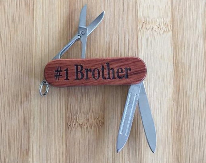 Brother #1 Laser Engraved Rosewood Pocket Knife Tool