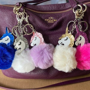 Plush Keychain With Creative Unicorn Design, Stylish Personalized Pom Pom  Bag Charm For Car Keys, Handbags