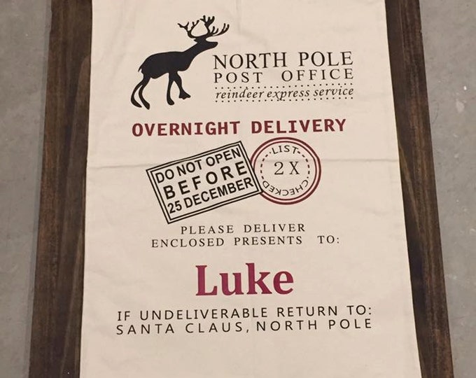 Reindeer Santa Bag-Custom Kids Name Christmas Personalized Gift Bag Presents Cotton Polyester Canvas Deer