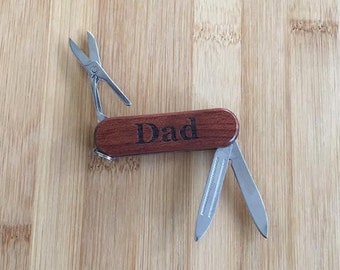 Dad Laser Engraved Rosewood Pocket Knife Tool