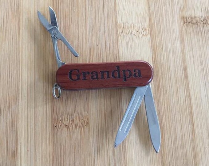 Grandpa Laser Engraved Rosewood Pocket Knife Tool