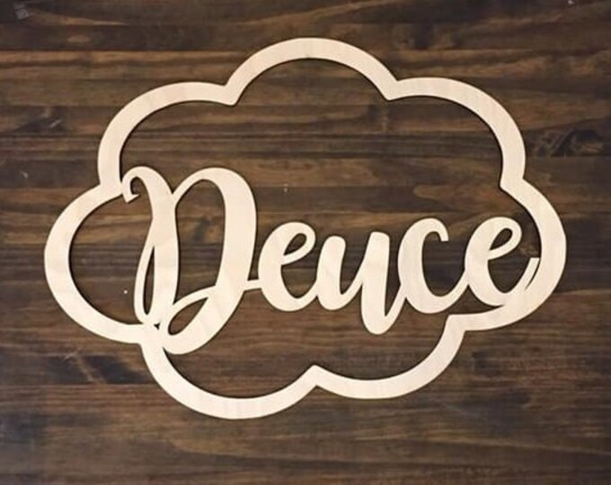 18" Wood Custom Cursive Name Laser Cutout Pregnancy Birth Announcement Nursery New Baby Little Girl Boy Room Cloud Unfinished