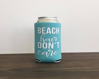Beach Hair Don't Care Can Cooler Bottle Drink Holder 9 colors Vacation Summer