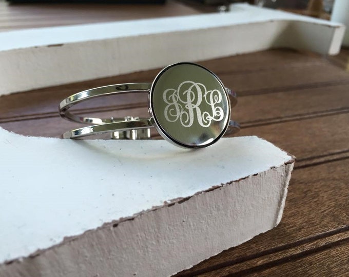 Curly Monogram Spring Cuff Bracelet