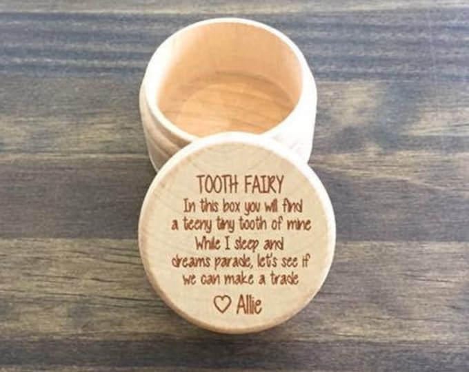 Personalized Wood Tooth Fairy Box Laser Engraved Kids Toothfairy