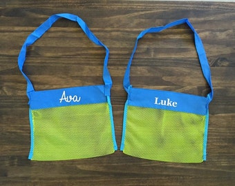 Kids Personalized Mesh Beach Bag Cursive or Print Name