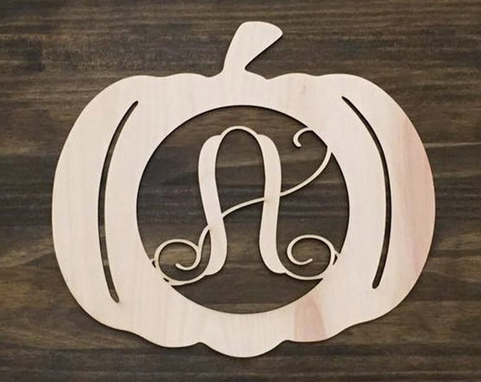 18" Wood Pumpkin Monogram Laser Cutout Shape Halloween Fall Unfinished