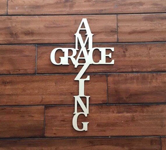 Laser Cut Wood Amazing Grace 18 tall Unfinished