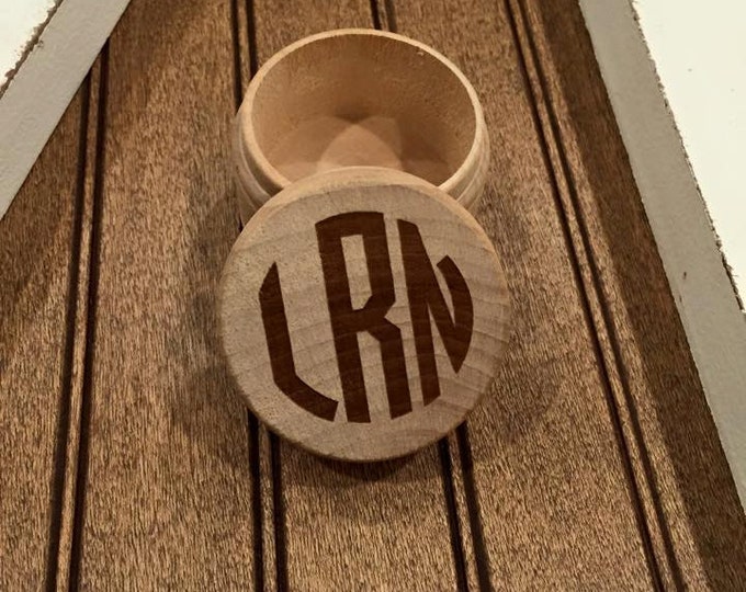 Monogram Circle Letter Wood Box- Laser Engraved Personalized