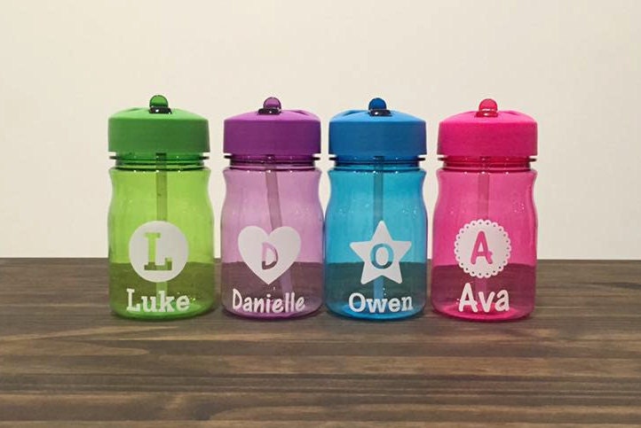 Kids 13oz. Custom Name Water Bottle With Straw