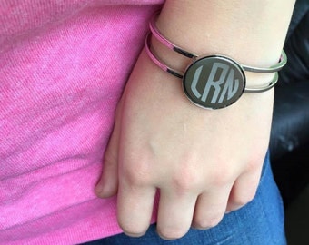 Circle Monogram Spring Cuff Bracelet