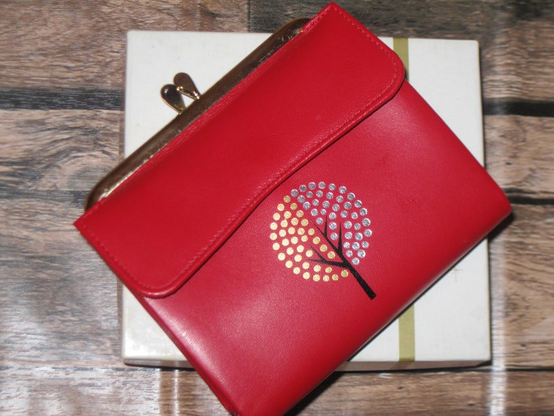 Vintage Rolfs Sugarbush Red Leather Wallet with Box