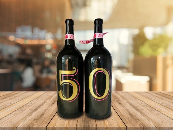 50th Birthday Wine Bottle Guest Book Party Supplies Wine Etsy