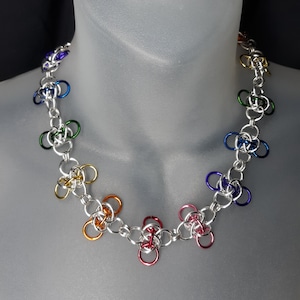 Butterfly chainmaille pride necklace/choker/collar