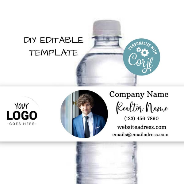 Water Bottle Personalized Labels Realtor Etsy
