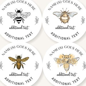40 Honey Labels, Custom Honey Favor Stickers, Honeybee labels for Mason Jar, Honey Lid Stickers, Honeybee Favor Label, Baby Shower Honey