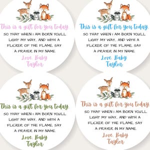 40 Candle Stickers for Baby Shower, Woodland Baby Shower, Woodland Favor Stickers, Round Favor Stickers, Stickers for Candles