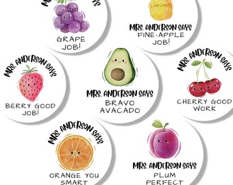 T20, 126 Teachers Food Pun Stickers, Personalized Teacher Stickers, Kids Pun Stickers for Student, Good Job Stickers, Teacher Reward Sticker