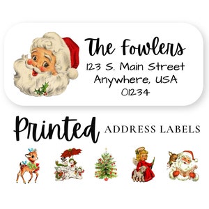 Vintage Christmas Address Labels, Christmas Return Address Stickers, Santa mailing Labels, Christmas Mailing Labels