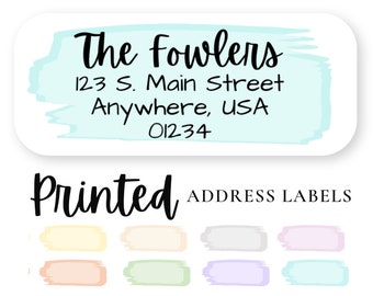 60 Address Labels, Watercolor Return Address Stickers, Watercolor Mailing Labels, Pastel Watercolor Address Labels