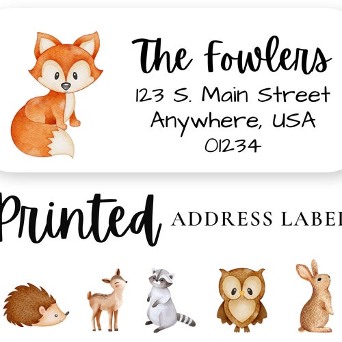 EDITABLE Woodland Return Address Labels Woodland Baby Shower Etsy