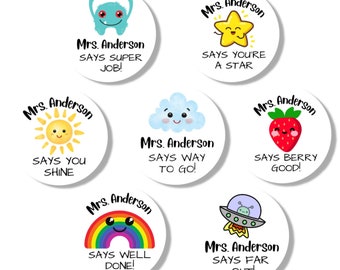 T01, 126 Teacher Stickers, Personalized Good Job Sticker, Personalized Stickers, Stickers for Student, Personalized Teacher Reward Sticker