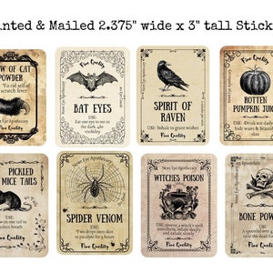 M08, 18 Vintage Apothecary Bottle Stickers, Witch Halloween Bottle Labels, Poison Apothecary Stickers, Potion Labels for bottles