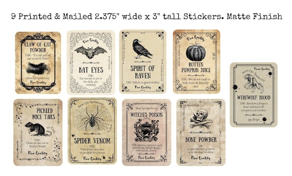 M08, 18 Vintage Apothecary Bottle Stickers, Witch Halloween Bottle Labels,  Poison Apothecary Stickers, Potion Labels for Bottles -  Denmark