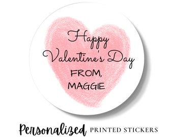 Valentine's Day Stickers, Valentine Stickers for Goodie Bags, Kids Favor Stickers for Valentine's Day, Gift Bag Label, Goodie Bag Label