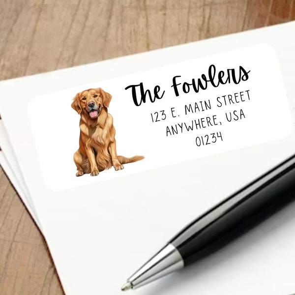 Étiquettes d'adresse pour chien Golden Retriever, Autocollants d'adresse de retour de chien Golden Retriever, Étiquette postale pour chien de race Retriever, Cadeaux pour propriétaire de retriever, Étiquettes pour chien