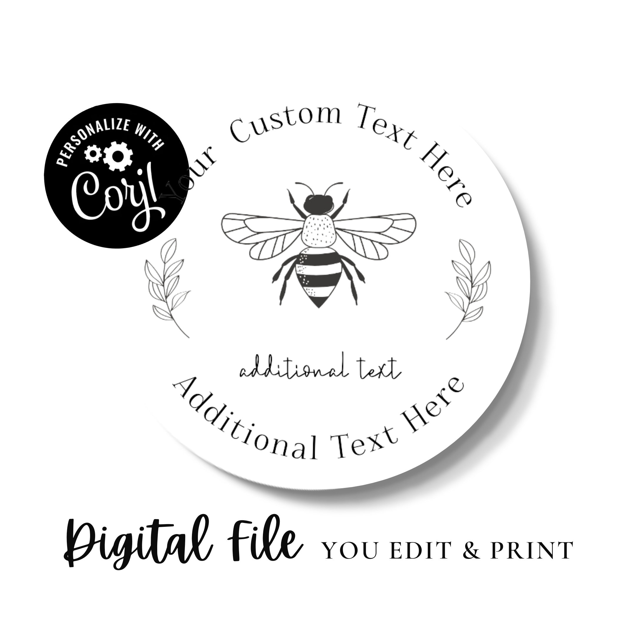 C20, PDF modifiable instantané, étiquettes de miel simples